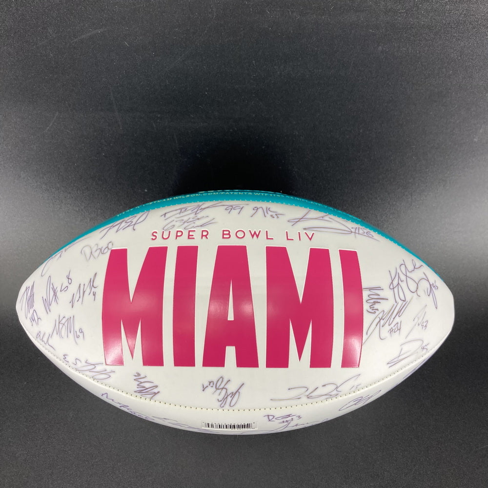 San Francisco 49ers Multi Signed Super Bowl 54 Commemorative Panel Ball Signed By Over 30 Players Inc. George Kittle, Kyle Juszczyk, Kyle Shannahan, DeForest Buckner, Kwon Alexander, Jeff Wilson...
