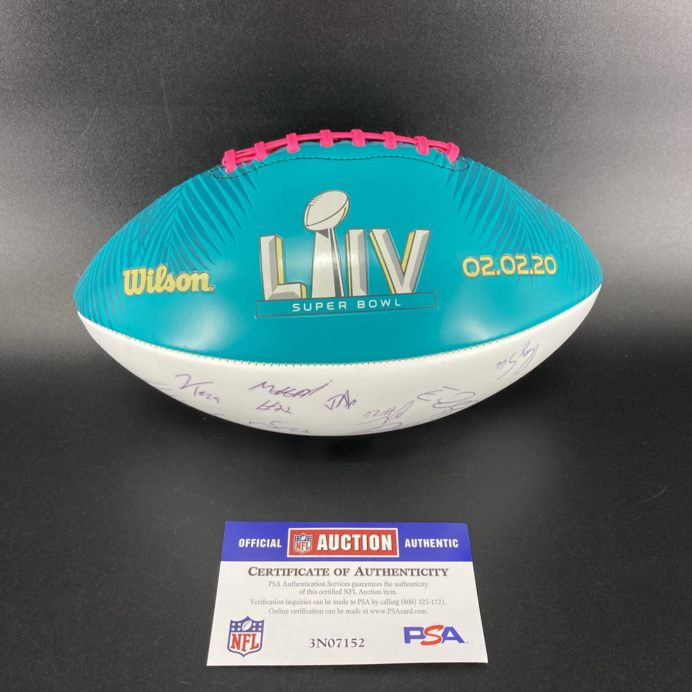 San Francisco 49ers Multi Signed Super Bowl 54 Commemorative Panel Ball Signed By Over 30 Players Inc. George Kittle, Kyle Juszczyk, Kyle Shannahan, DeForest Buckner, Kwon Alexander, Jeff Wilson...