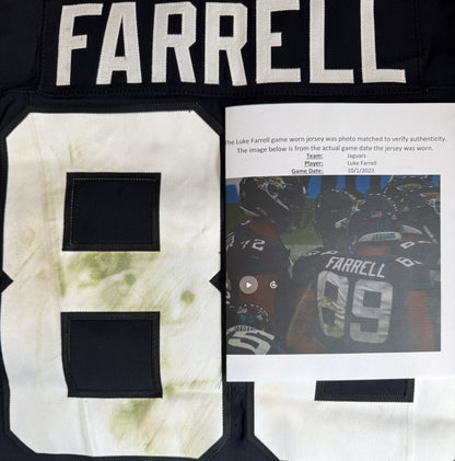 Luke Farrell GAME USED 10/01/23 + PHOTO-MATCHED Jacksonville Jaguars NFL Jersey vs. Atlanta Falcons Inc. PSA Authentication