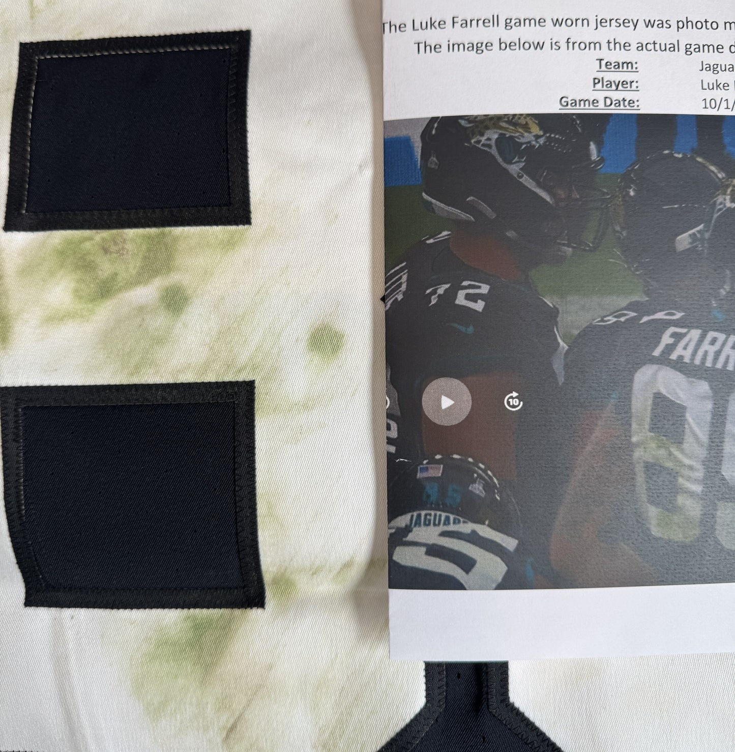 Luke Farrell GAME USED 10/01/23 + PHOTO-MATCHED Jacksonville Jaguars NFL Jersey vs. Atlanta Falcons Inc. PSA Authentication