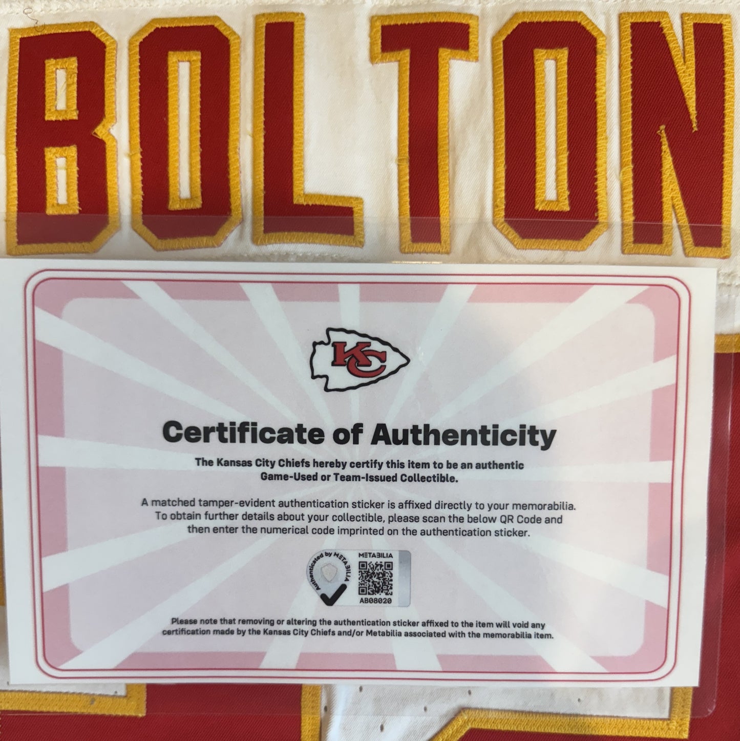 Nick Bolton GAME-WORN💪09/05/25 Kansas City Chiefs NFL Jersey🎽vs. Los Angeles Chargers⚡