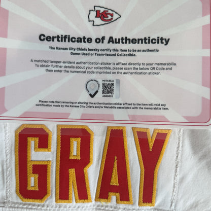 Noah Gray GAME-WORN 09/05/25 Kansas City Chiefs NFL Jersey vs. Los Angeles Chargers inc.COA