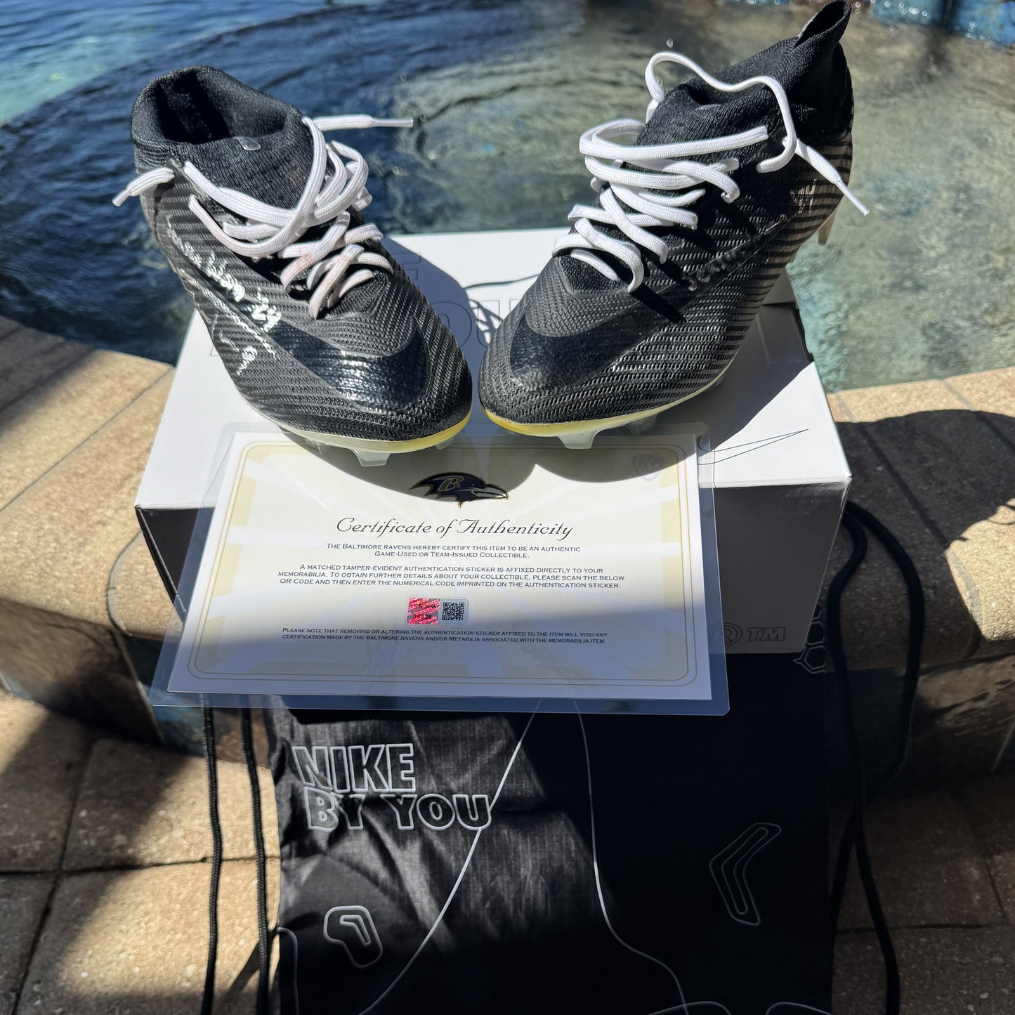 Justin Tucker Signed✍️GAME WORN💪NFL Cleats👟24-25 Season Ravens💜Inscribed🛡️Worn wk 4 Buffalo Bills 09-29-24 & wk 7 Tampa Bay Buccaneers 10-21-24