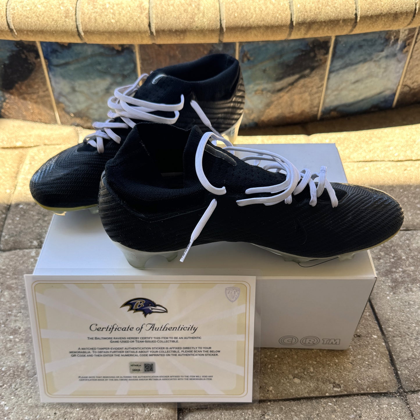 Justin Tucker Signed✍️GAME WORN💪NFL Cleats👟24-25 Season Ravens💜Inscribed🛡️Worn wk 4 Buffalo Bills 09-29-24 & wk 7 Tampa Bay Buccaneers 10-21-24