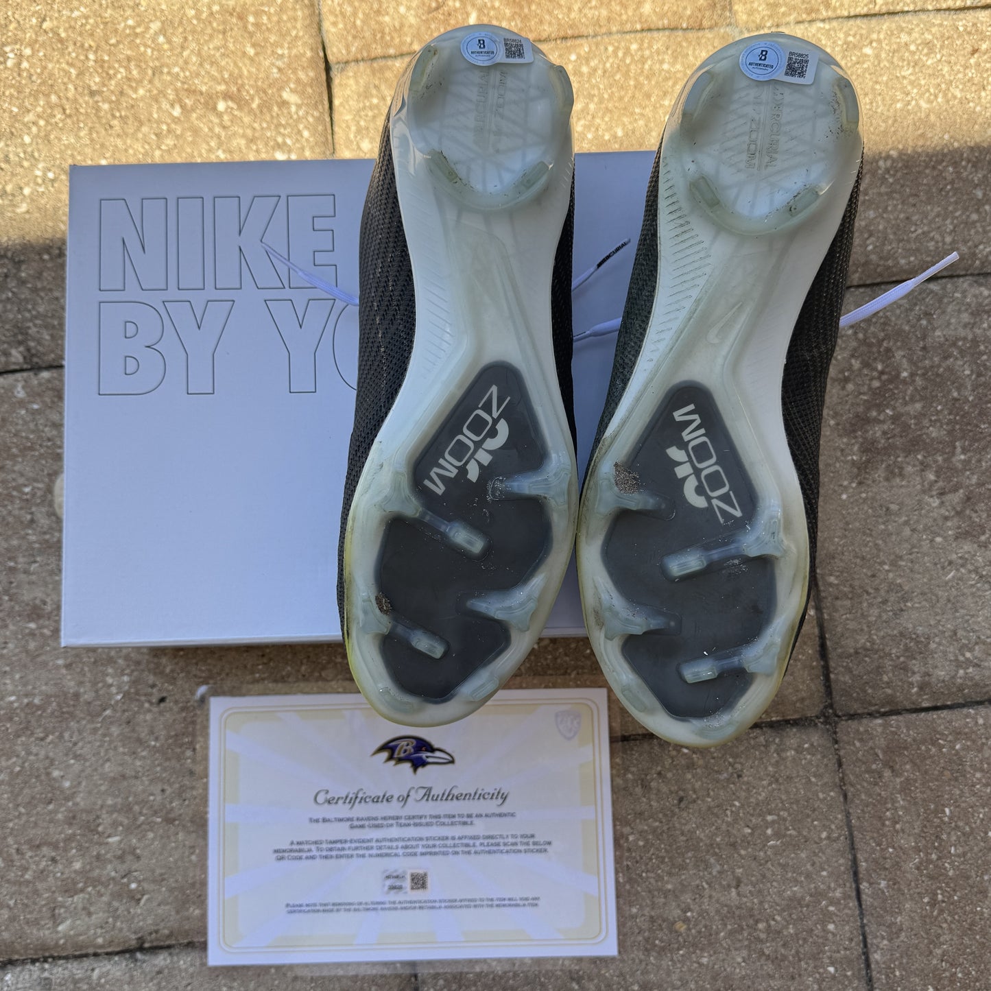 Justin Tucker Signed✍️GAME WORN💪NFL Cleats👟24-25 Season Ravens💜Inscribed🛡️Worn wk 4 Buffalo Bills 09-29-24 & wk 7 Tampa Bay Buccaneers 10-21-24