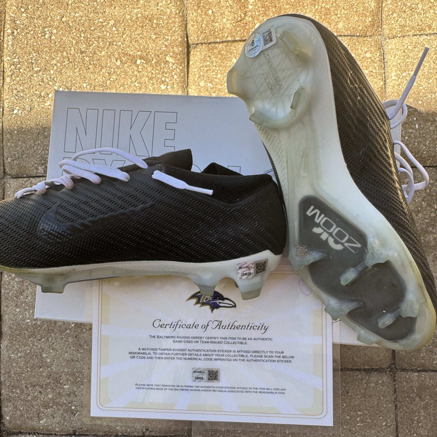 Justin Tucker Signed✍️GAME WORN💪NFL Cleats👟24-25 Season Ravens💜Inscribed🛡️Worn wk 4 Buffalo Bills 09-29-24 & wk 7 Tampa Bay Buccaneers 10-21-24