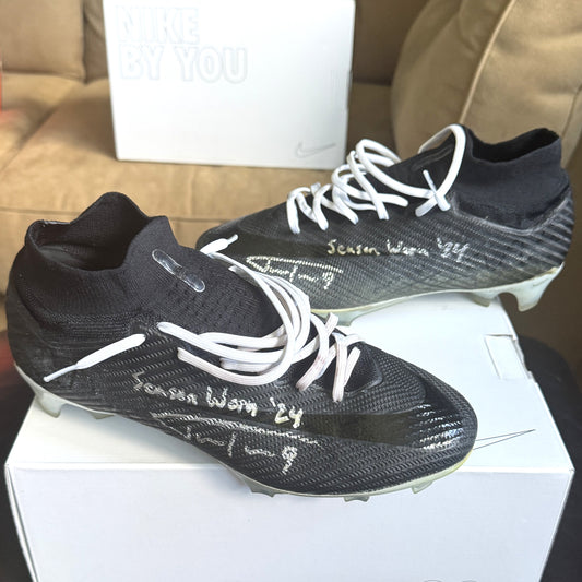 Justin Tucker Signed✍️GAME WORN💪NFL Cleats👟24-25 Season Ravens💜Inscribed🛡️Worn wk 4 Buffalo Bills 09-29-24 & wk 7 Tampa Bay Buccaneers 10-21-24