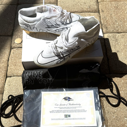Justin Tucker Signed✍️GAME WORN💪NFL Cleats👟24-25 Season Ravens💜Inscribed🛡️Worn Week 8 vs. Cleveland Browns