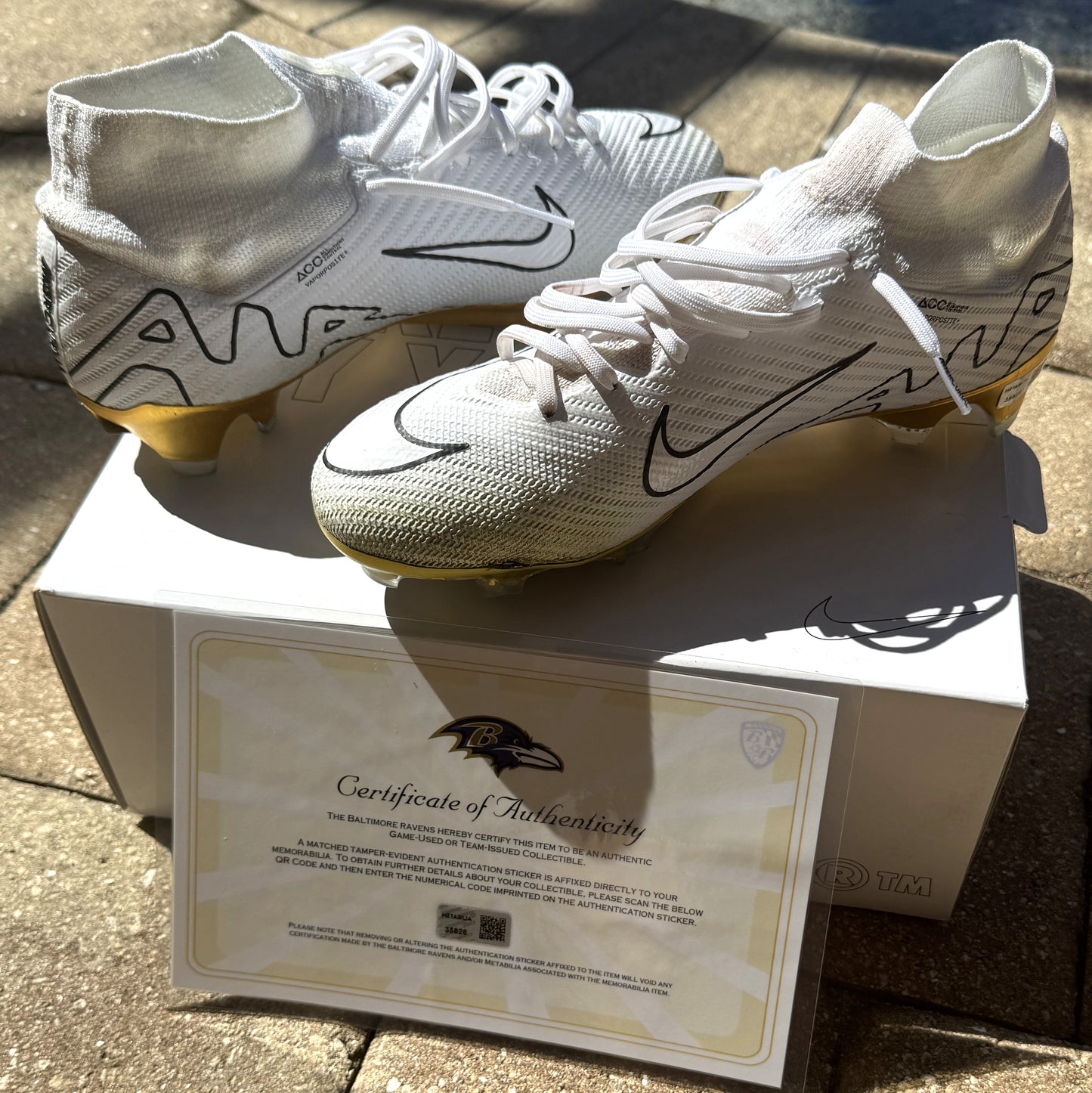 Justin Tucker Signed✍️GAME WORN💪NFL Cleats👟24-25 Season Ravens💜Inscribed🛡️Worn Week 8 vs. Cleveland Browns