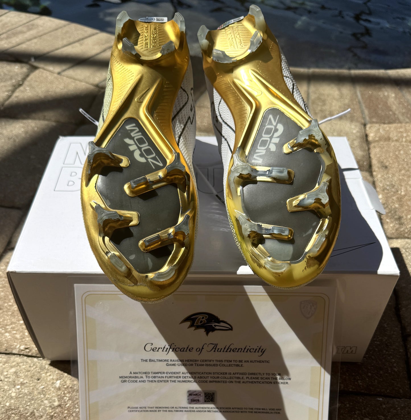 Justin Tucker Signed✍️GAME WORN💪NFL Cleats👟24-25 Season Ravens💜Inscribed🛡️Worn Week 8 vs. Cleveland Browns