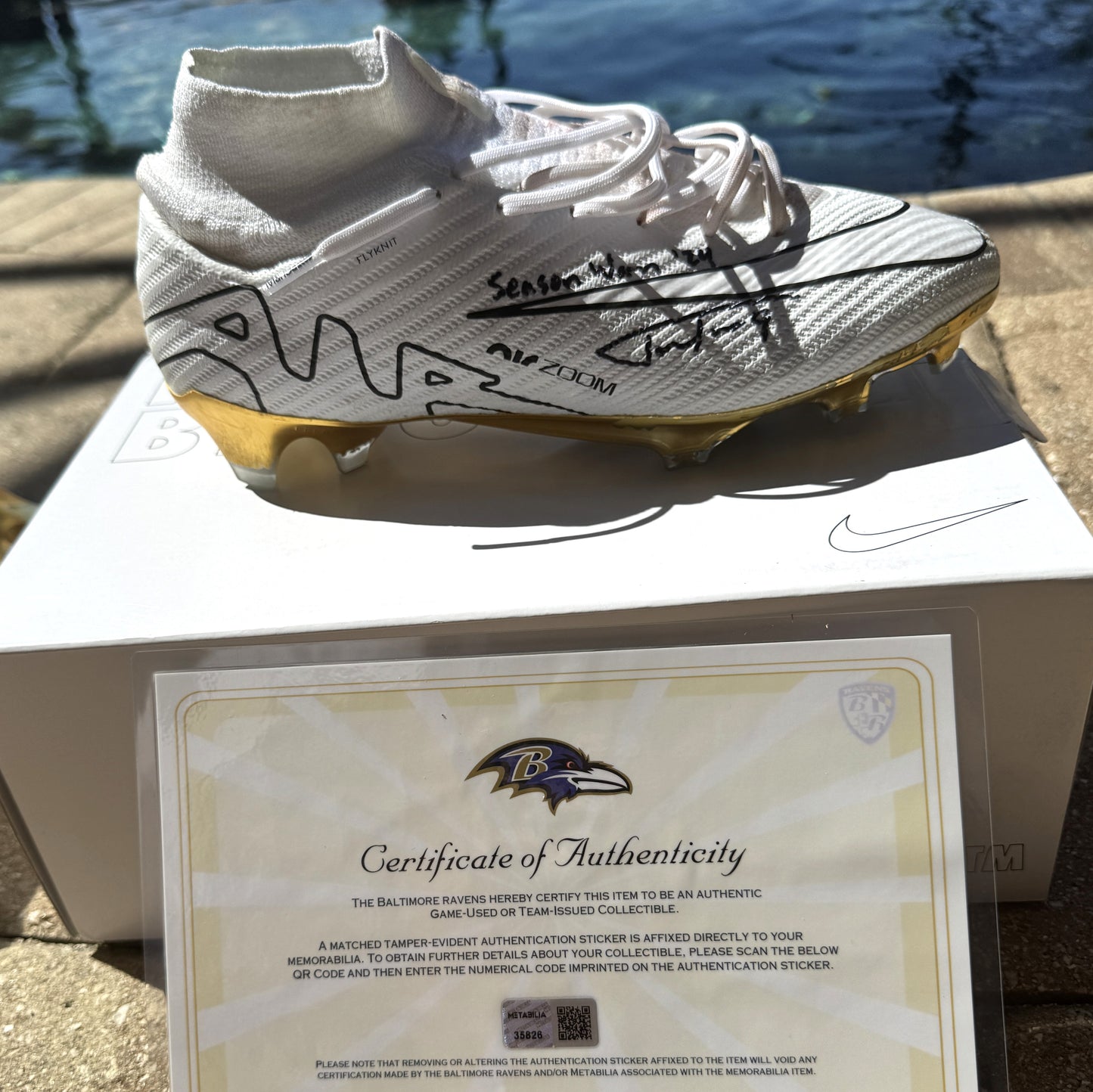 Justin Tucker Signed✍️GAME WORN💪NFL Cleats👟24-25 Season Ravens💜Inscribed🛡️Worn Week 8 vs. Cleveland Browns