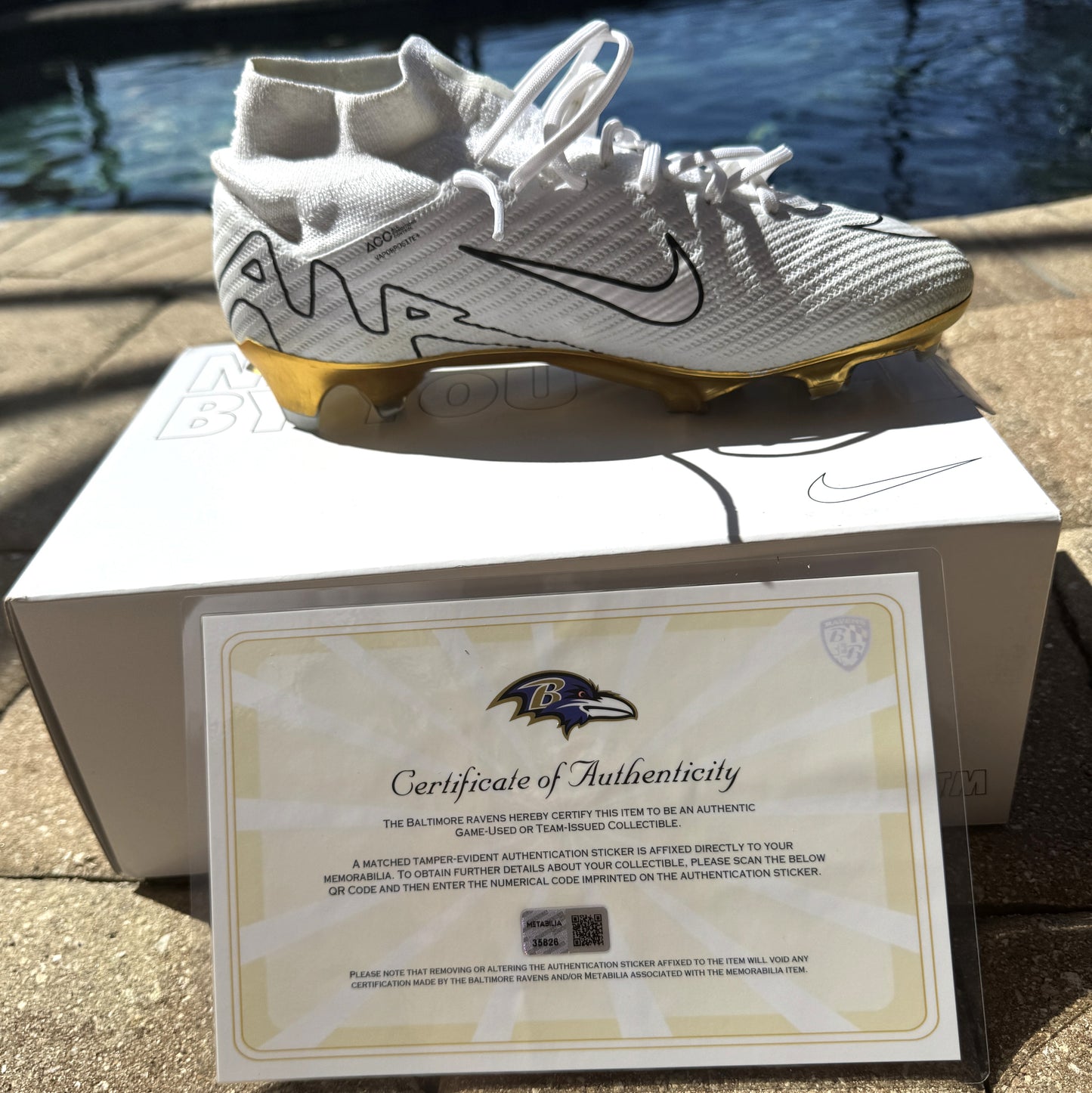 Justin Tucker Signed✍️GAME WORN💪NFL Cleats👟24-25 Season Ravens💜Inscribed🛡️Worn Week 8 vs. Cleveland Browns