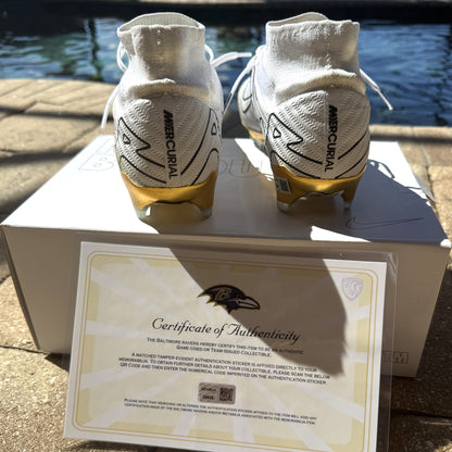 Justin Tucker Signed✍️GAME WORN💪NFL Cleats👟24-25 Season Ravens💜Inscribed🛡️Worn Week 8 vs. Cleveland Browns