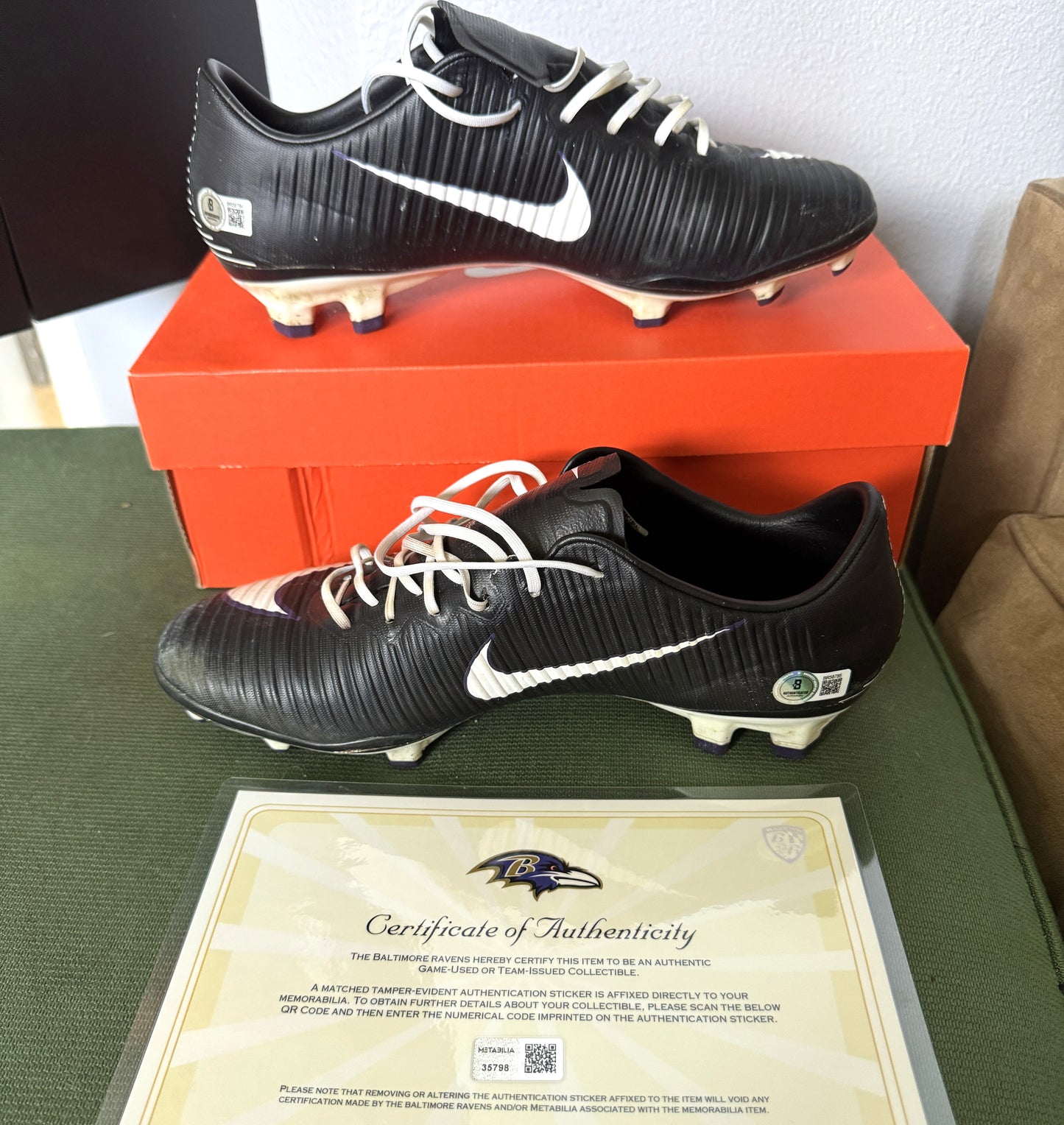Justin Tucker Signed✍️GAME WORN💪NFL Cleats👟2017-2018 Season Baltimore Ravens💜Inscribed🛡️