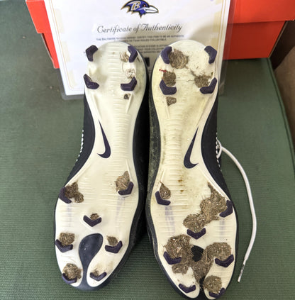 Justin Tucker Signed✍️GAME WORN💪NFL Cleats👟2017-2018 Season Baltimore Ravens💜Inscribed🛡️