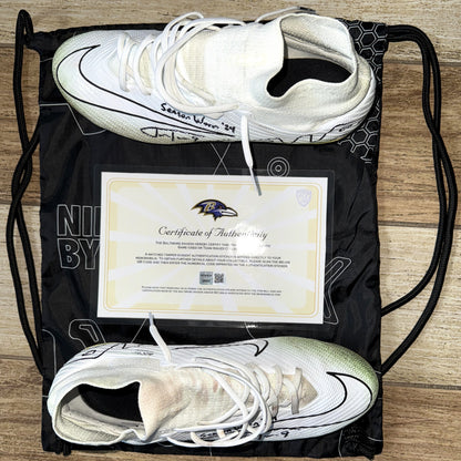 Justin Tucker Signed✍️GAME-WORN💪NFL Cleats👟11/07/24 Baltimore Ravens💜Inscribed. Worn vs Cincinnati Bengals💪