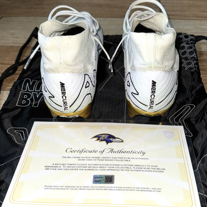 Justin Tucker Signed✍️GAME-WORN💪NFL Cleats👟11/07/24 Baltimore Ravens💜Inscribed. Worn vs Cincinnati Bengals💪