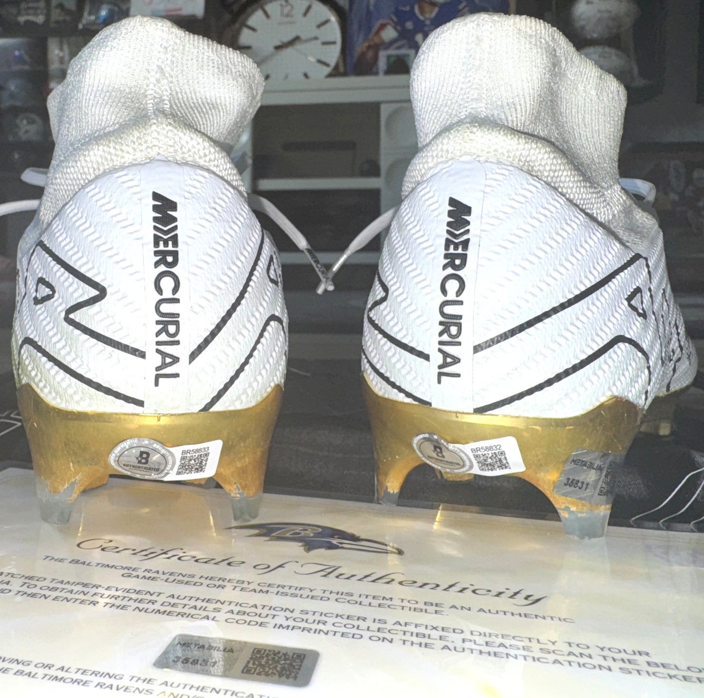 Justin Tucker Signed✍️GAME-WORN💪NFL Cleats👟11/07/24 Baltimore Ravens💜Inscribed. Worn vs Cincinnati Bengals💪