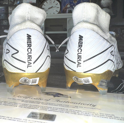 Justin Tucker Signed✍️GAME-WORN💪NFL Cleats👟11/07/24 Baltimore Ravens💜Inscribed. Worn vs Cincinnati Bengals💪