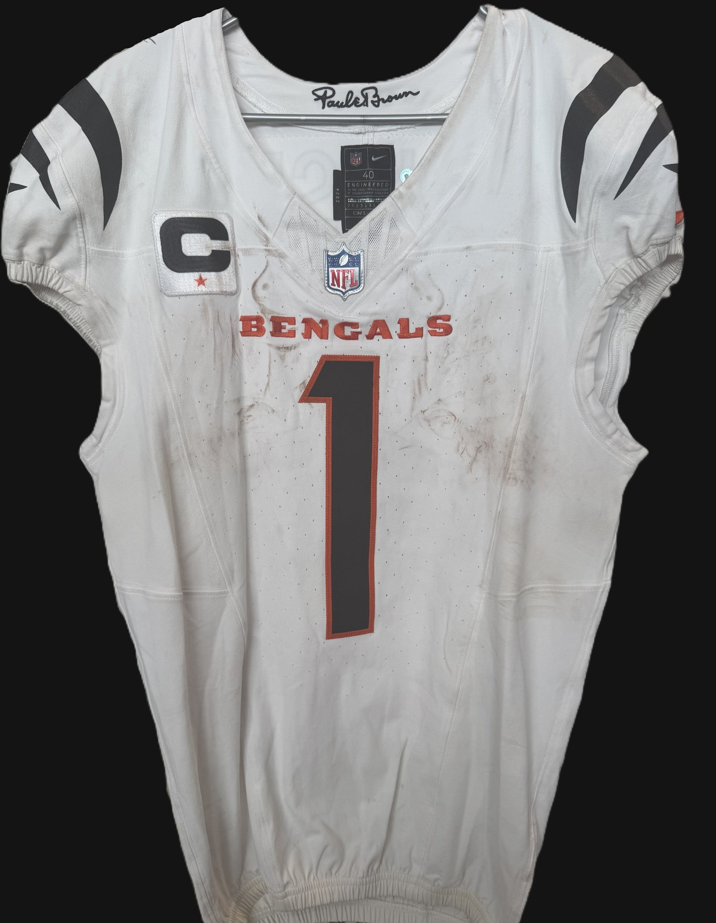 Ja'Marr Chase GAME WORN 09/21/2025 💪 PHOTO-MATCHED 📸 Bengals 🐅 NFL Jersey vs.Vikings Inc. Certificate of Authenticity 🛡️