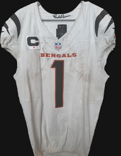 Ja'Marr Chase GAME WORN 09/21/2025 💪 PHOTO-MATCHED 📸 Bengals 🐅 NFL Jersey vs.Vikings Inc. Certificate of Authenticity 🛡️