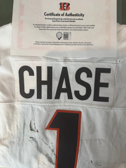 Ja'Marr Chase GAME WORN 09/21/2025 💪 PHOTO-MATCHED 📸 Bengals 🐅 NFL Jersey vs.Vikings Inc. Certificate of Authenticity 🛡️