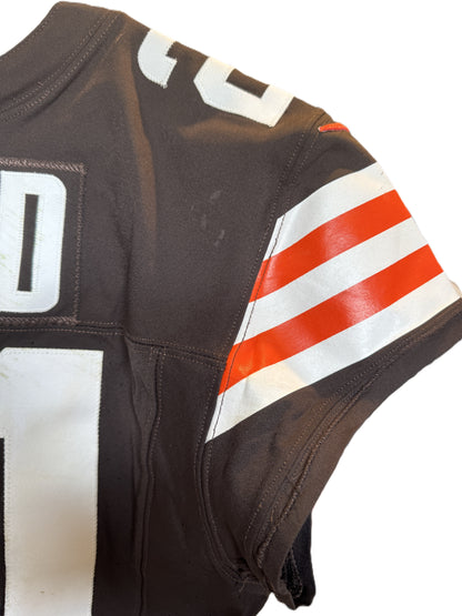 Denzel Ward GAME WORN/USED 10/01/23 💪 Cleveland Browns NFL Jersey 👕 vs. Baltimore Ravens Inc. PSA Authenticity 🛡️ + Jim Brown memorial Patch