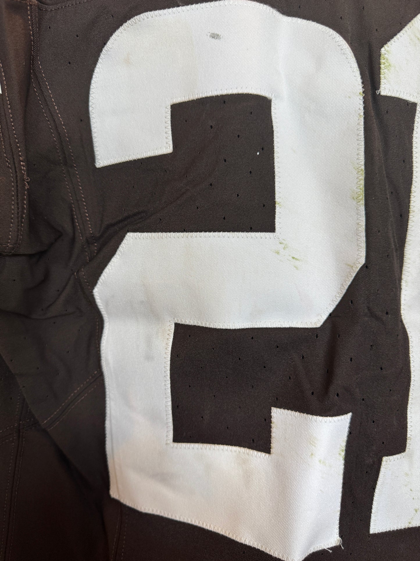 Denzel Ward GAME WORN/USED 10/01/23 💪 Cleveland Browns NFL Jersey 👕 vs. Baltimore Ravens Inc. PSA Authenticity 🛡️ + Jim Brown memorial Patch