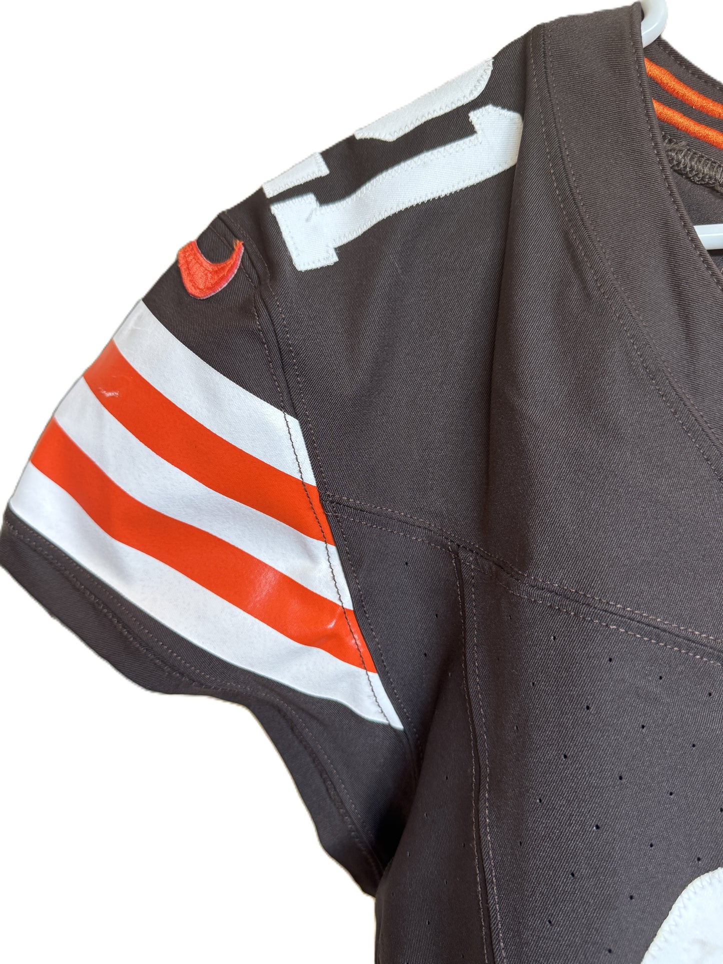 Denzel Ward GAME WORN/USED 10/01/23 💪 Cleveland Browns NFL Jersey 👕 vs. Baltimore Ravens Inc. PSA Authenticity 🛡️ + Jim Brown memorial Patch