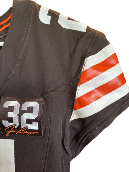 Denzel Ward GAME WORN/USED 10/01/23 💪 Cleveland Browns NFL Jersey 👕 vs. Baltimore Ravens Inc. PSA Authenticity 🛡️ + Jim Brown memorial Patch