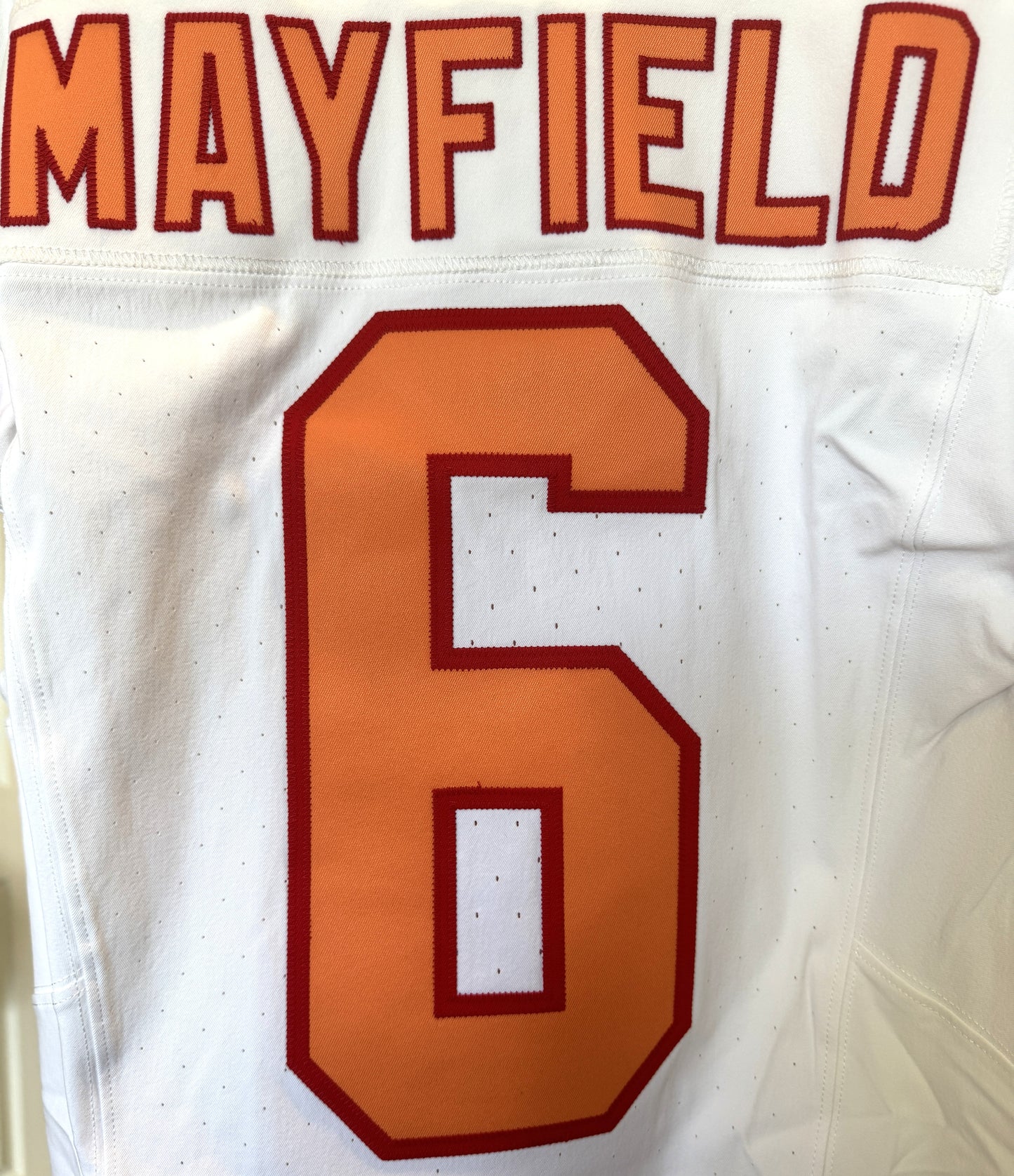 Baker Mayfield GAME-ISSUED🔥Tampa Bay Buccaneers Nike NFL Iconic 1976 Jersey 👕 Also includes Certificate of Authenticity + 50 Seasons Patch 🛡️