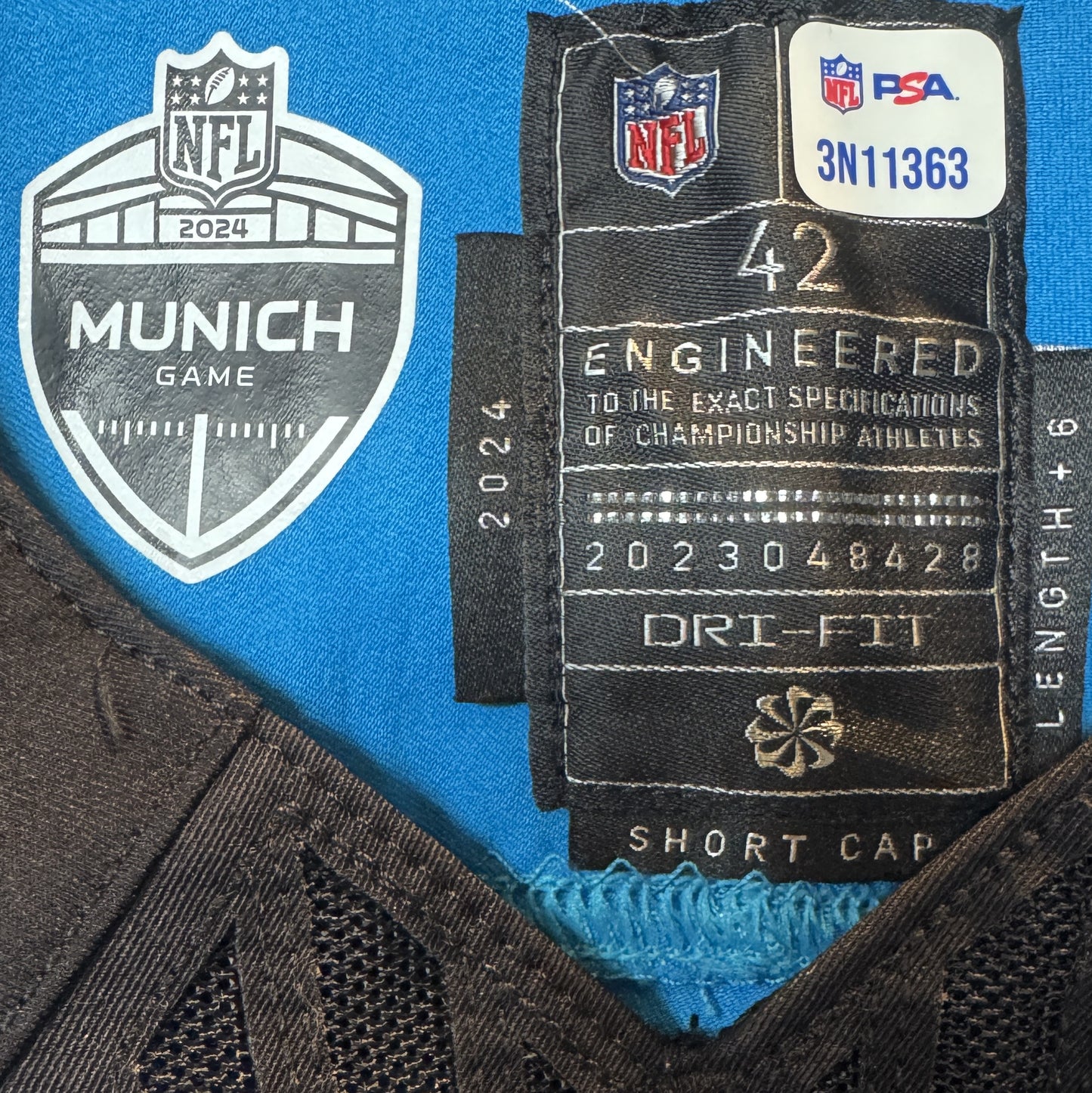 Feleipe Franks GAME WORN 💪 11/10/24 Carolina Panthers 🐆 NFL Jersey 👕 vs. Giants – NFL Munich Game - PSA Certified