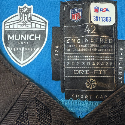 Feleipe Franks GAME WORN 💪 11/10/24 Carolina Panthers 🐆 NFL Jersey 👕 vs. Giants – NFL Munich Game - PSA Certified