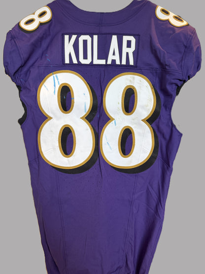 Charlie Kolar GAME-WORN💪10/12/25 On-Field Baltimore Ravens💜Jersey vs.Los Angeles Rams🐏