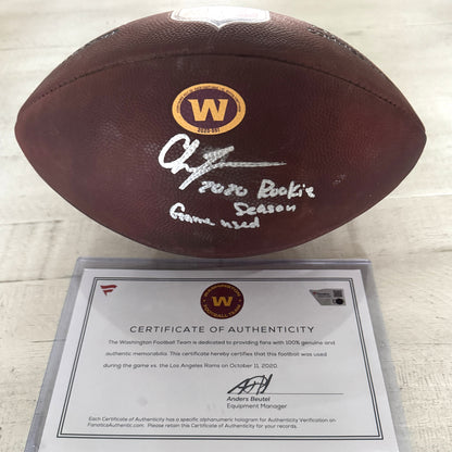 Chase Young GAME-USED & HAND-SIGNED Washington Commanders | NFL Wilson Duke Football – “2020 Rookie Season Game Used” Inscription | 10/11/20 vs. Rams | Fanatics COA ❤️💛