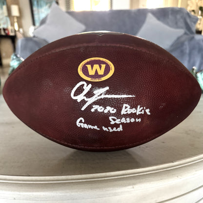 Chase Young GAME-USED & HAND-SIGNED Washington Commanders | NFL Wilson Duke Football – “2020 Rookie Season Game Used” Inscription | 10/11/20 vs. Rams | Fanatics COA ❤️💛