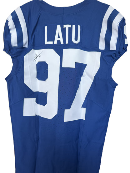 Laiatu Latu SIGNED GAME ISSUED 💪 Indianapolis Colts Nike NFL Jersey 👕 Also includes COA