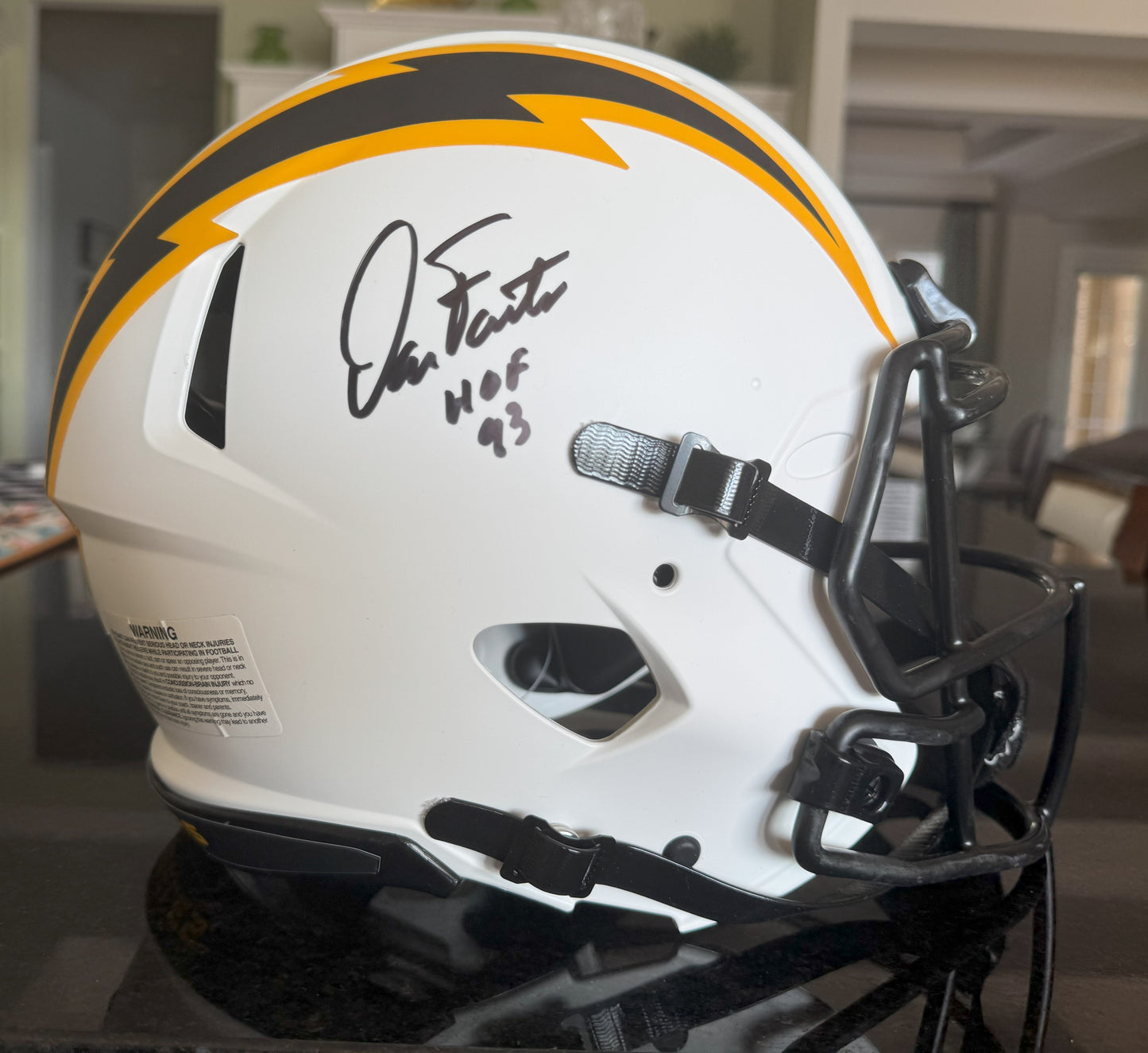 Dan Fouts Signed Los Angeles Chargers Full-Size Authentic On-Field Lunar Eclipse Alternate Speed Helmet Inscribed "HOF 93"