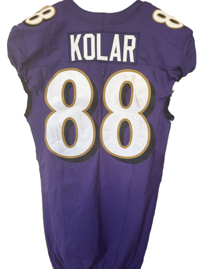 Charlie Kolar GAME-WORN💪from the 2025 season Baltimore Ravens💜Jersey Also includes COA