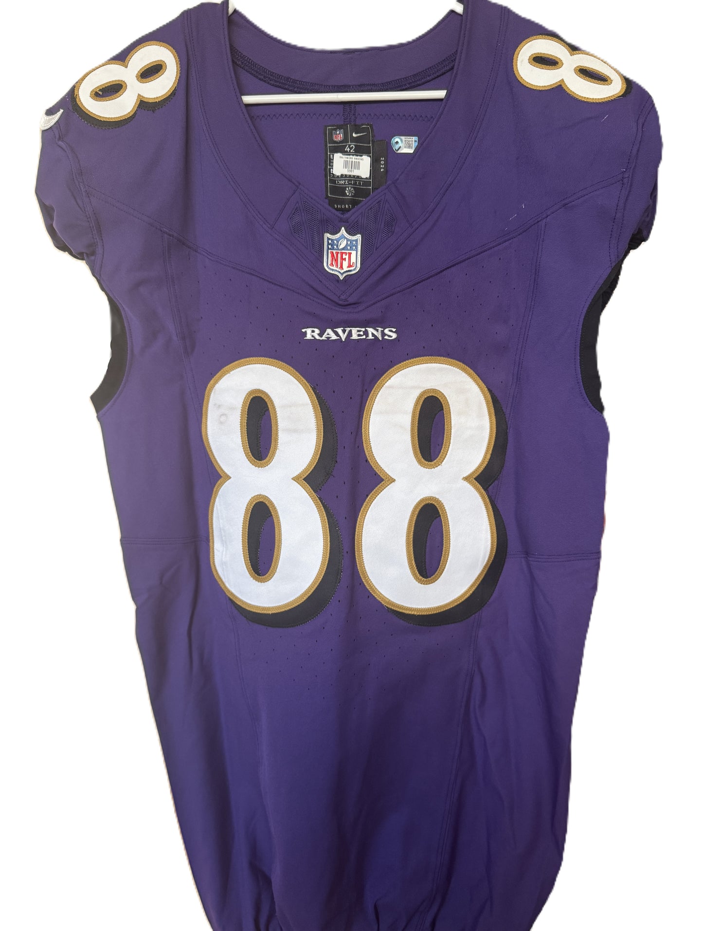 Charlie Kolar GAME-WORN💪from the 2025 season Baltimore Ravens💜Jersey Also includes COA