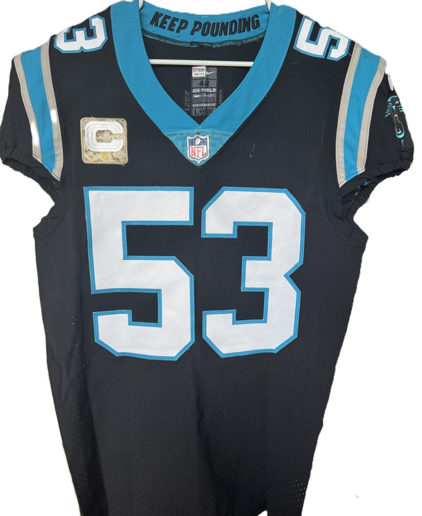 Brian Burns GAME WORN 💪 11/21/21 Carolina Panthers Nike On-Field NFL Jersey vs. Washington Commanders Also includes PSA Authenticity ✅