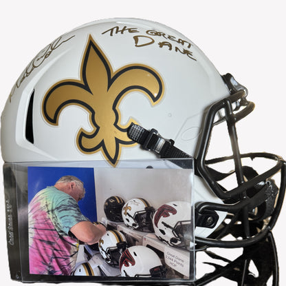Morten Andersen Signed New Orleans Saints ⚜️ Full Size Authentic On Field Lunar Eclipse Alternate Speed Helmet Inscribed "The Great Dane"