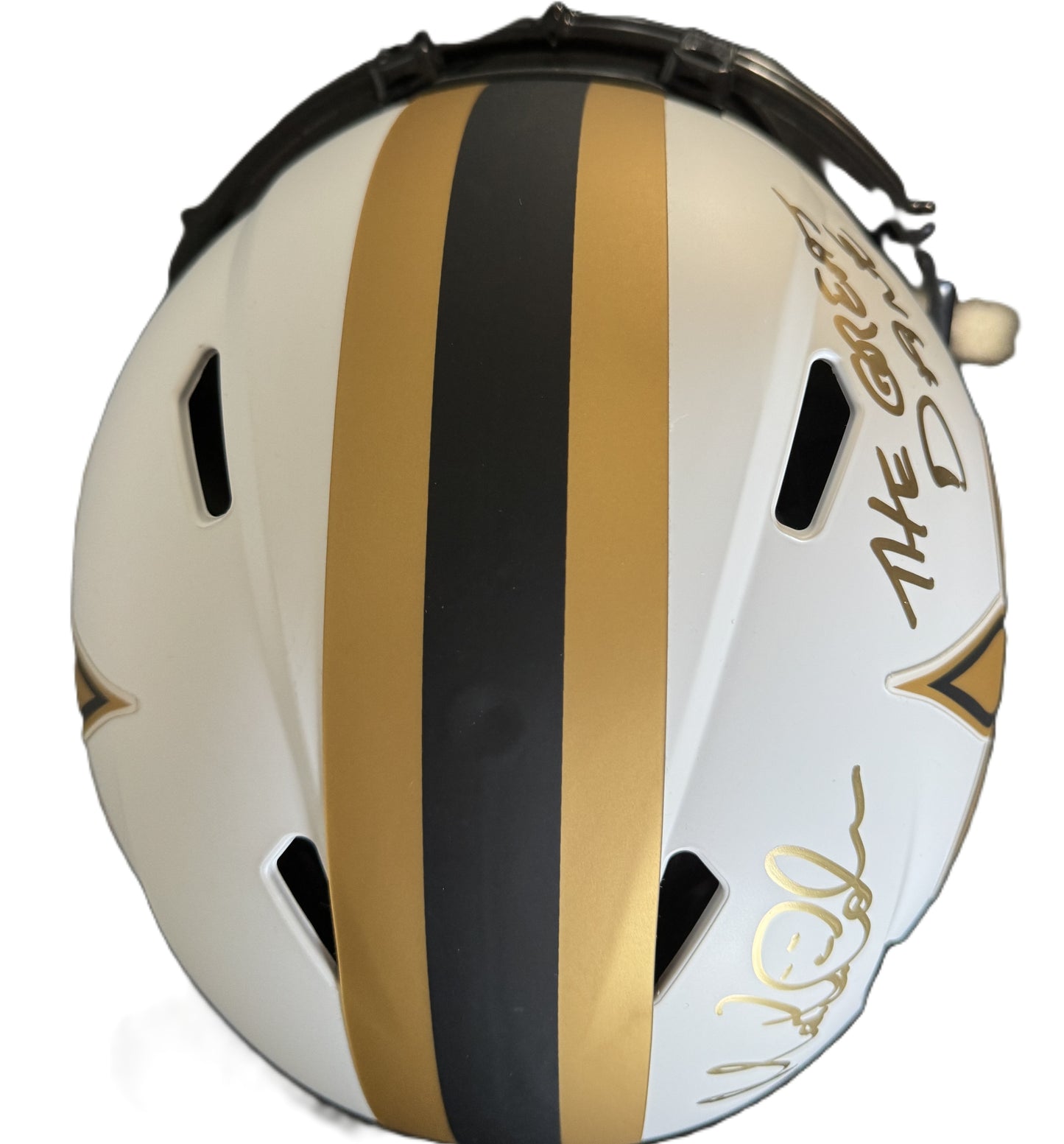 Morten Andersen Signed New Orleans Saints ⚜️ Full Size Authentic On Field Lunar Eclipse Alternate Speed Helmet Inscribed "The Great Dane"
