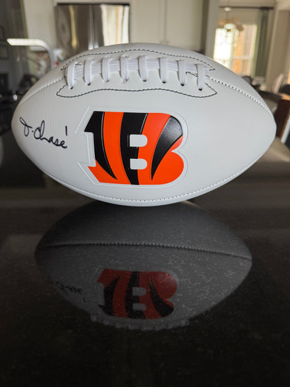 Ja'Marr Chase Hand-Signed✍️Cincinnati Bengals🐅Logo Football NFL Sports Memorabilia