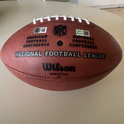 Mike Evans GAME USED 💪 Signed + Inscribed 🖊️ Tampa Bay Buccaneers Wilson Duke Football 24-25 Season Inscribed "NFL Record Season" Inc. Proof of Authenticity