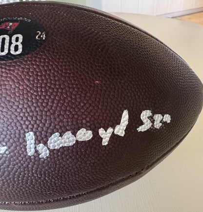 Mike Evans GAME USED 💪 Signed + Inscribed Football Tampa Bay Buccaneers 24-25 Season Inscribed “11th Straight 1,000 yd Szn”