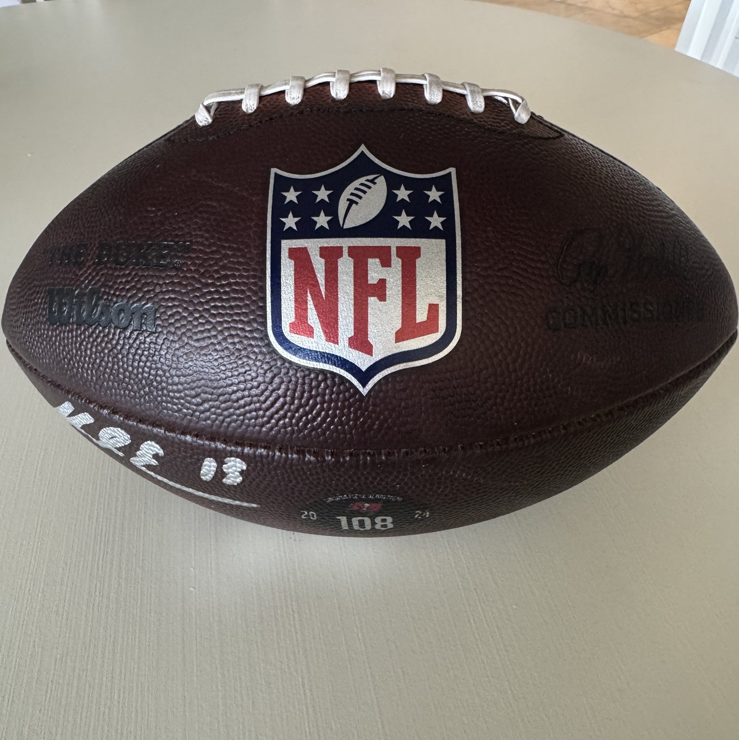 Mike Evans GAME USED 💪 Signed + Inscribed Football Tampa Bay Buccaneers 24-25 Season Inscribed “11th Straight 1,000 yd Szn”