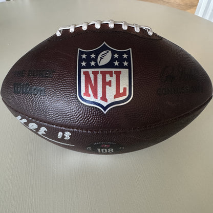 Mike Evans GAME USED 💪 Signed + Inscribed Football Tampa Bay Buccaneers 24-25 Season Inscribed “11th Straight 1,000 yd Szn”