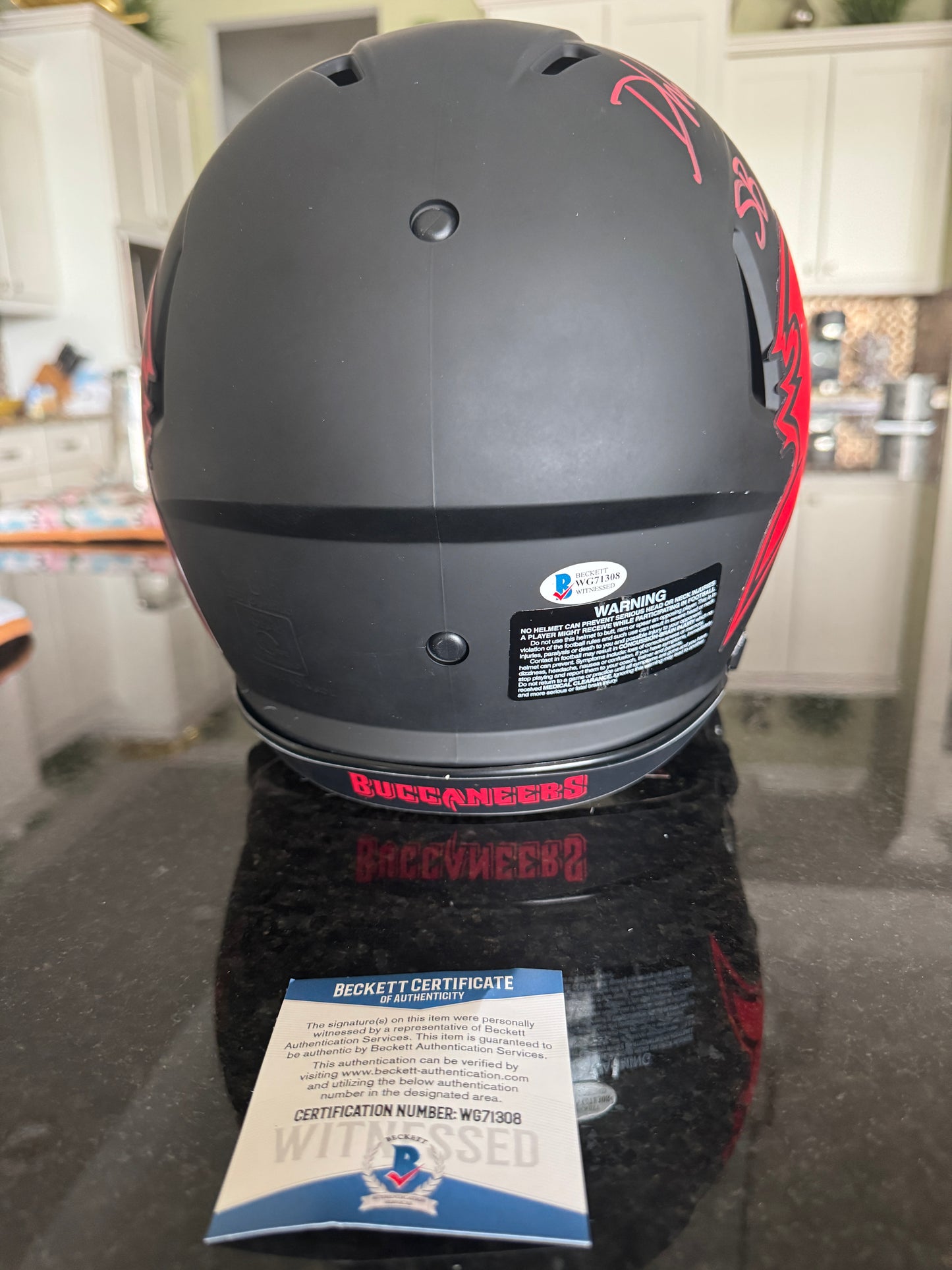 Devin White Signed✍️Tampa Bay Buccaneers🏴‍☠️Full-Size Authentic On-Field Eclipse Alternate Speed Helmet Inscribed "SB LV Champs" 🏈