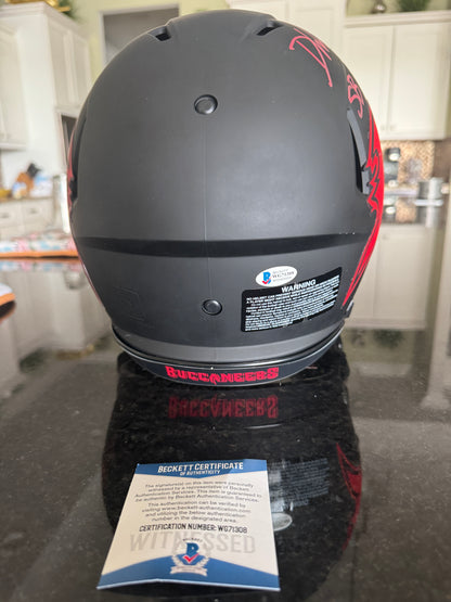 Devin White Signed✍️Tampa Bay Buccaneers🏴‍☠️Full-Size Authentic On-Field Eclipse Alternate Speed Helmet Inscribed "SB LV Champs" 🏈